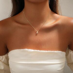 Delicate Gold Initial J Pendant Necklace - Women Jewelry